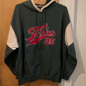 FUBU Dark Green and Cream Men's Hoodie